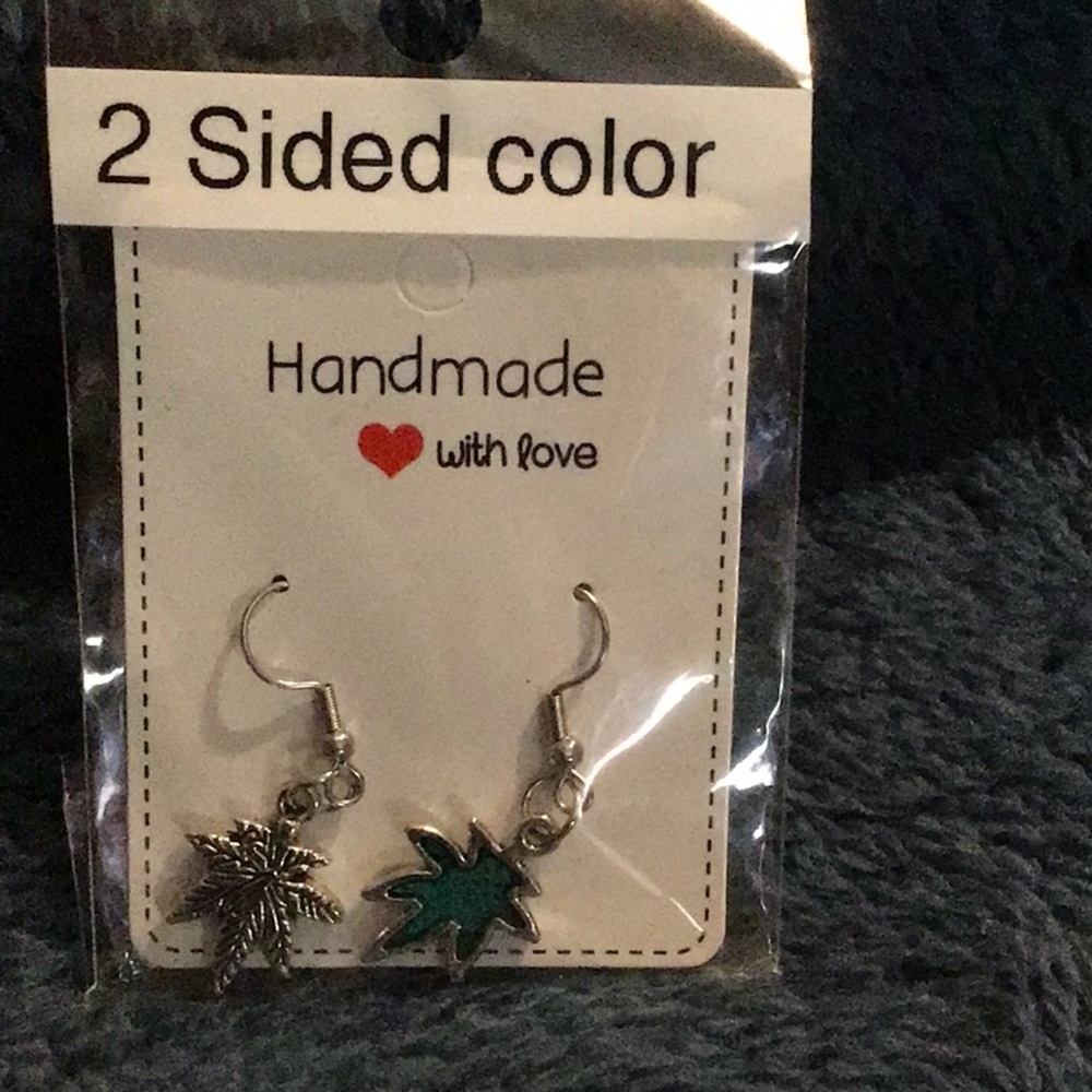 Beautiful handmade pot leaf earrings